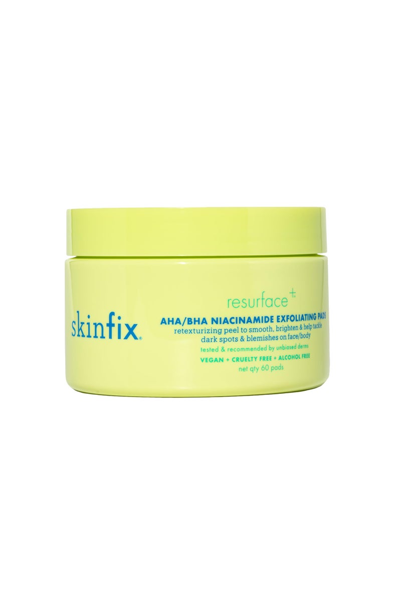 Skinfix AHA/BHA Niacinamide Exfoliating Pads - 60 Pads - Visibly Reduces Discoloration, Removes Dead Skin, Releases Ingrown Hairs & Unclogs Pores with Lactic Acid - Vegan, Cruelty Free - Image 1