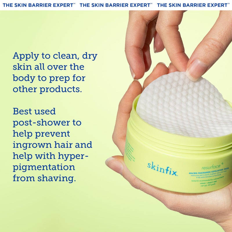 Skinfix AHA/BHA Niacinamide Exfoliating Pads - 60 Pads - Visibly Reduces Discoloration, Removes Dead Skin, Releases Ingrown Hairs & Unclogs Pores with Lactic Acid - Vegan, Cruelty Free - Image 3