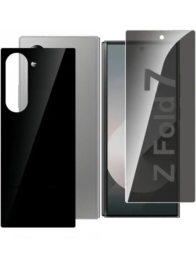 Muzz Screen Protector for Samsung Galaxy Z Fold 7, 9H Hardness, 2.5D Curved Tempered Glass, Anti-Scratch, Bubble Free for Z fold7 5G (Privacy Front And Back Black Glass 1 Pack) - Image 1