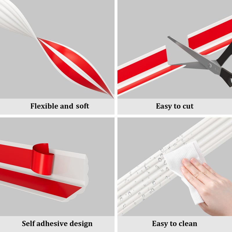 Duzzy Wall Corner Protector Trim, 20 Feet Flexible Inside & Outside Guard, Peel and Stick Molding, Self-Adhesive Strip for Wall Edge, Ceiling, Door Frames, Countertop - Image 5