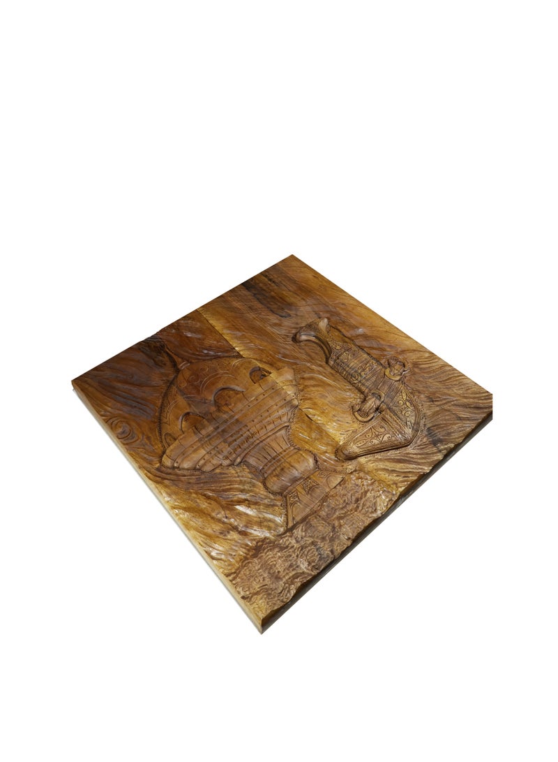 Oman Heritage Hand-Carved Walnut Wood Backgammon & Chess Set, 60x60 cm - Image 4