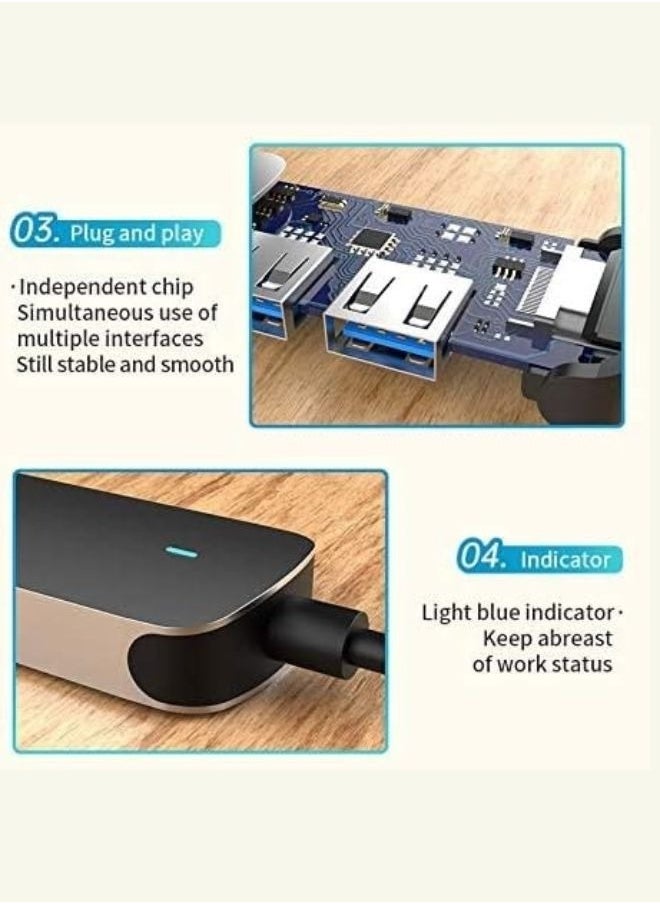 XLT - 6in1 Type C to HDTV Hub 4K Compatible with MacBook Pro XPS and More USB C Devices - Image 1