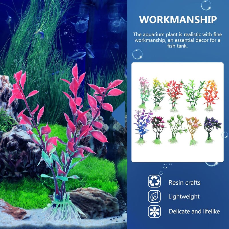 10pcs Artificial Aquarium Plants Fish Tank Grass Decor Plastic Underwater Plants for Aquarium Landscape Decoration Random Style - Image 5