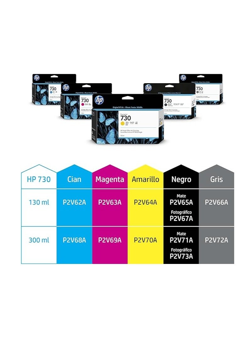 HP 730 (Hewlett Packard) Original P2V66A HP 730 130-ml DesignJet Ink Cartridge, Gray - Image 2