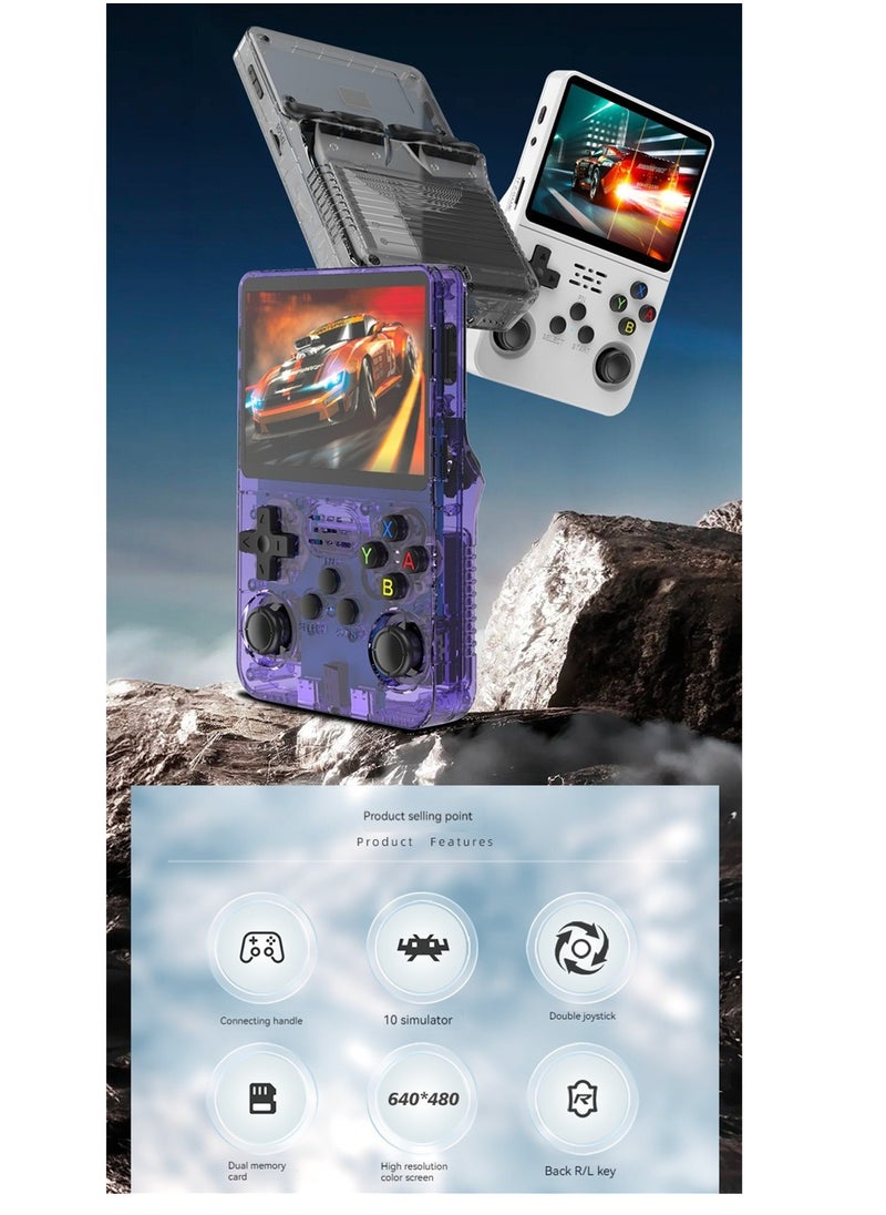 Handheld game console, retro game console that supports TV output, built-in 64GB classic games, 640*480 screen, dual 3Djoystick，10+emulators