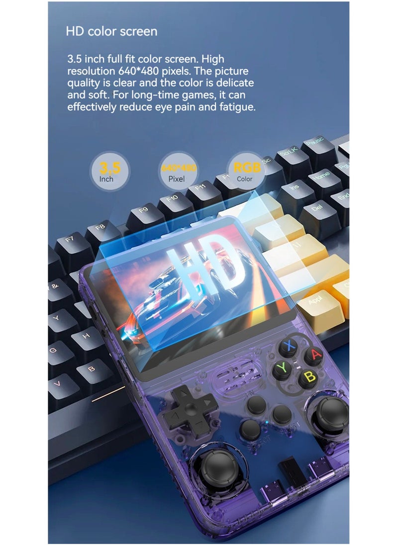 Handheld game console, retro game console that supports TV output, built-in 64GB classic games, 640*480 screen, dual 3Djoystick，10+emulators