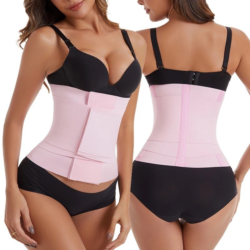 Bluejw Adjustable Body Shaper Waist Trimmers - Pink Slimming Belts Tummy Control Waist Trainer Wrap - Image 3