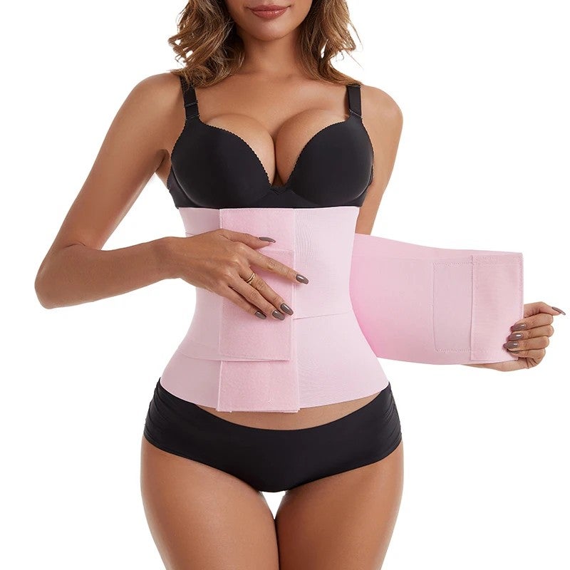 Bluejw Adjustable Body Shaper Waist Trimmers - Pink Slimming Belts Tummy Control Waist Trainer Wrap - Image 5