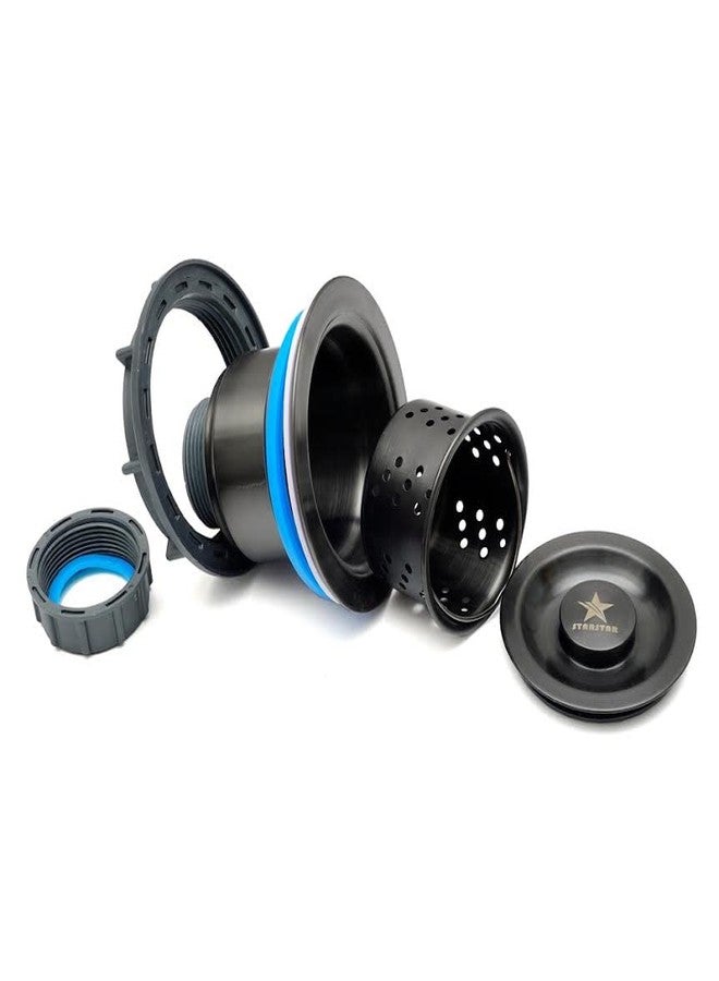 STARSTAR Kitchen Sink Drain Assembly for 3-1/2-inch Sink Opening Size, Strainer and Stopper with Deep Removable Waste Basket, Stainless Steel Sink Basket Strainer (Black) - Image 1