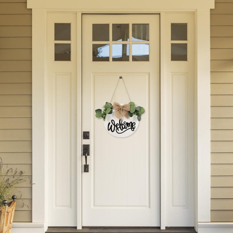 2pcs Welcome Board Hanging Decor Round Sign Board Countryside Style Door Pendant - Image 5