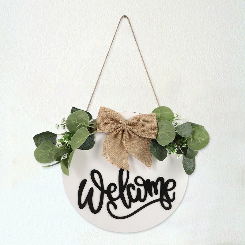 2pcs Welcome Board Hanging Decor Round Sign Board Countryside Style Door Pendant - Image 4
