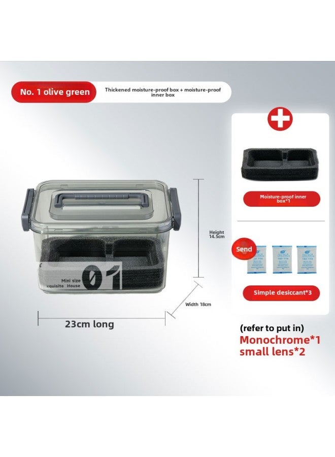Camera Moisture-proof Box SLR Lens Drying Box Photographic Equipment Electronic Components Tea Collector Sealed Box-Color:No. 1 Olive Green + Moisture-proof Inner Box (comes With Desiccant/sealing Strip)⚑⚑  - Image 1