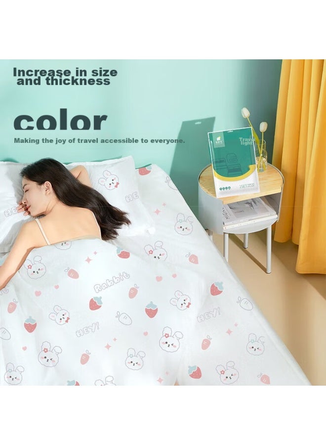 Sometimes, A Disposable Four-piece Bedding Set Including A Bed Sheet, Duvet Cover, Pillowcases, And Travel Bedding For Hotels, With A Pattern That Prevents Stains. - Image 2