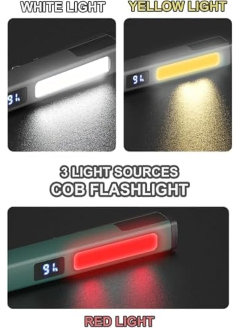 SYOSI Rechargeable Pen Flashlight with COB Work Light ? Compact LED Pocket for Home, Car, and Emergencies, USB-C Charging, 6 Stage Lighting Modes, LCD Display, Portable Mini Electric Torch (Grey) - Image 2