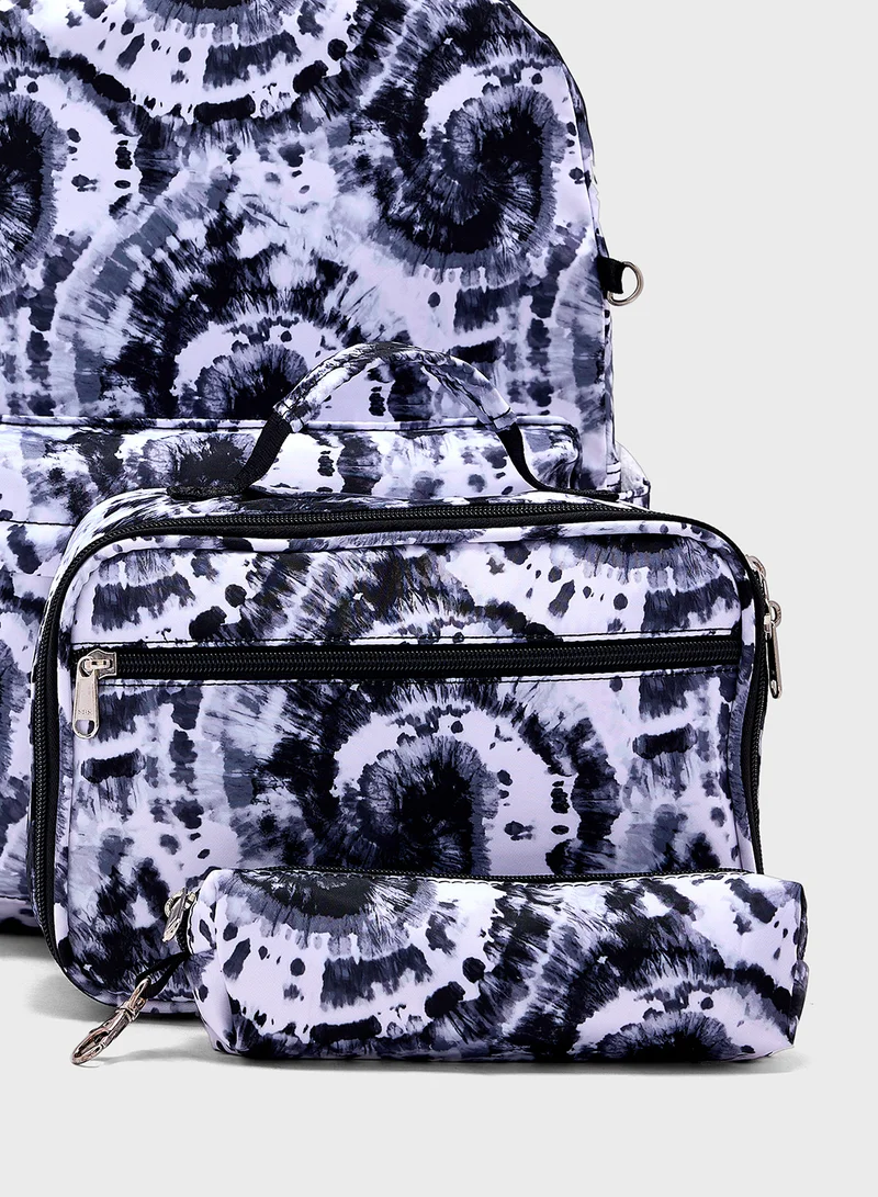 جينجر 3 Piece Set Laptop Tie & Dye Backpack, Lunch Bag And Pencil Case