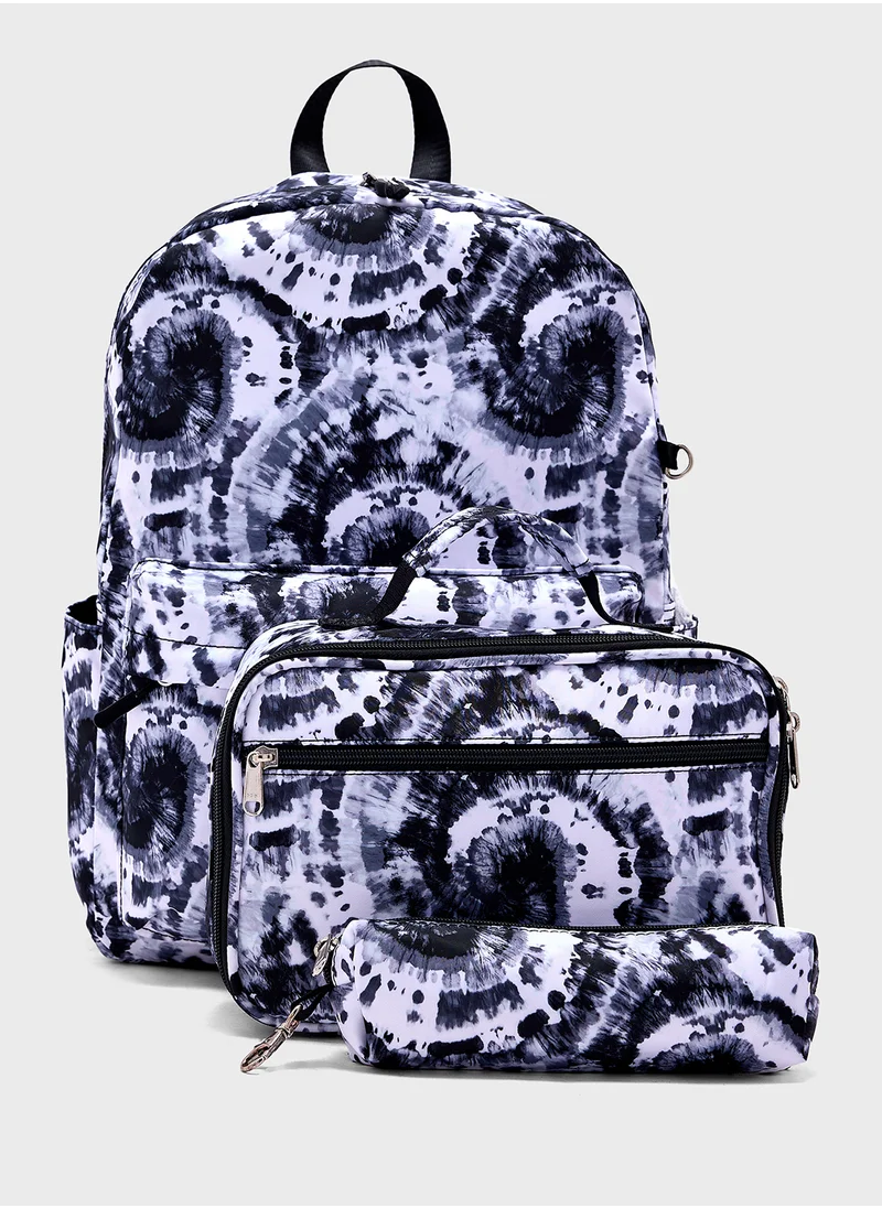 جينجر 3 Piece Set Laptop Tie & Dye Backpack, Lunch Bag And Pencil Case