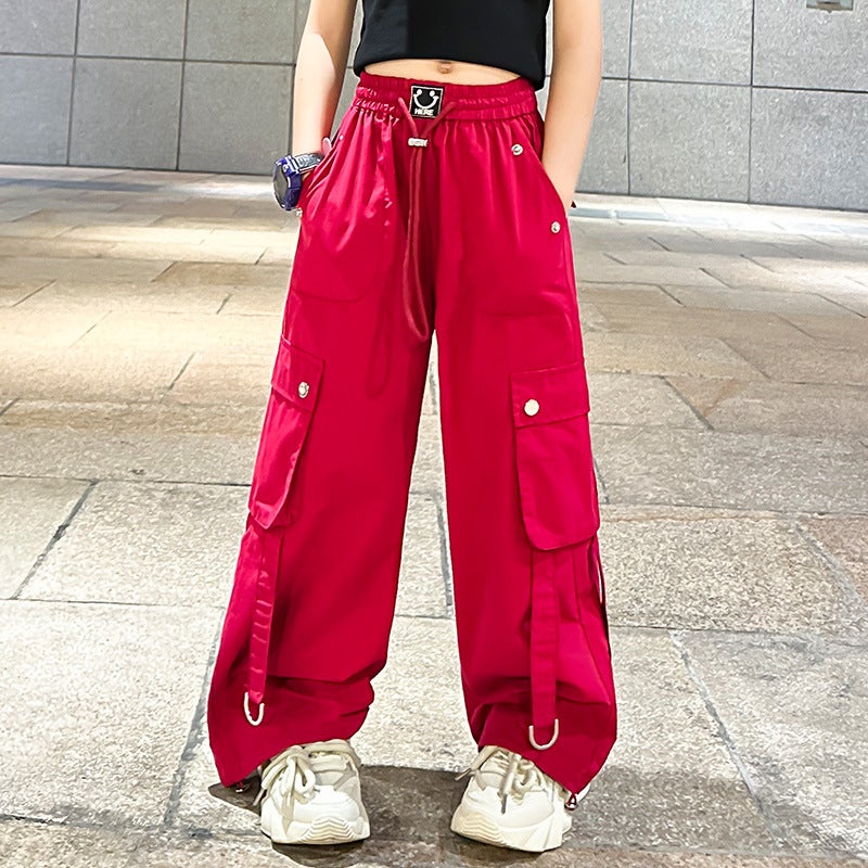 Girls' Workwear Casual Pants Summer Children'S Summer Dress Loose Western Style Hip Hip Hop Girls' Wide Leg Pants - Image 1