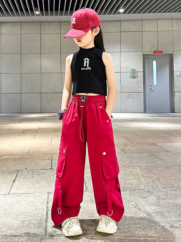Girls' Workwear Casual Pants Summer Children'S Summer Dress Loose Western Style Hip Hip Hop Girls' Wide Leg Pants - Image 2