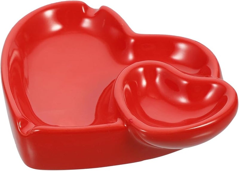 Heart Shaped Ceramic Ashtray Heat Resistant Decorative For Home Office Bars - Image 2