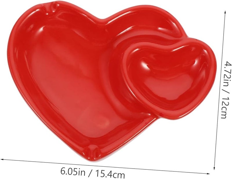 Heart Shaped Ceramic Ashtray Heat Resistant Decorative For Home Office Bars - Image 3