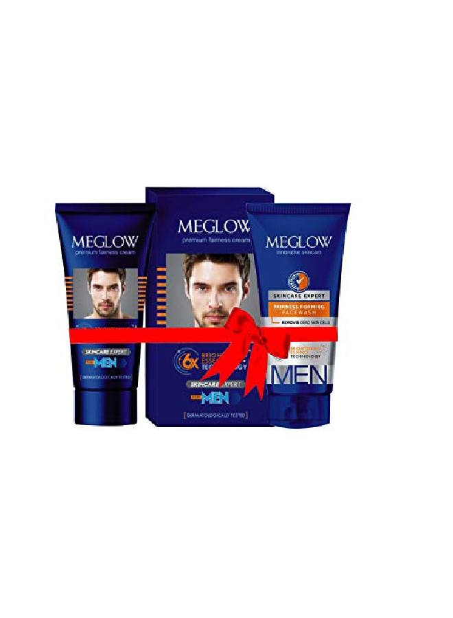 MEGLOW Fairness Combo Pack For Men Foaming Face Wash 70G And Face Cream 50G With Brightening Essence Technology For All Skin Type - Image 2