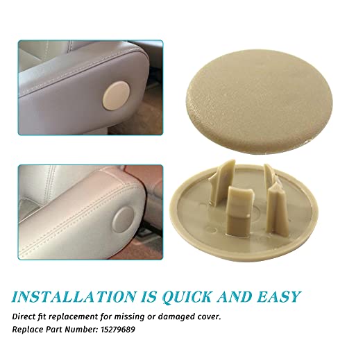 YIENAKFUN Armrest Cover Cap for 07-19 Chevy Tahoe Suburban Yukon Cadillac Escalade Seat Parts Replacement OEM GM 15279690 Rear Bucket Seats Arm Rest Handle Trim Bolt Vehicle Accessories (Beige) - Image 4