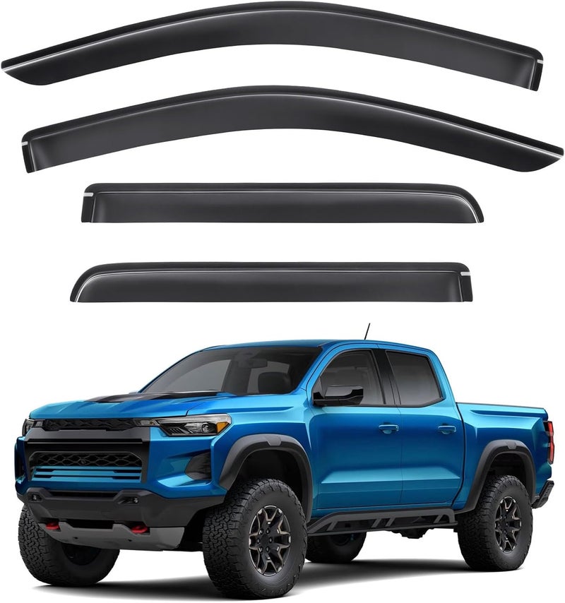 TECHPICCO Tape-On Rain Guards for Chevy Colorado/GMC Canyon 2023-2025 - Window Visors Side Window Deflectors (4pcs) - Image 1