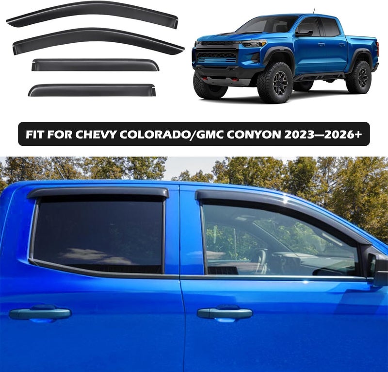 TECHPICCO Tape-On Rain Guards for Chevy Colorado/GMC Canyon 2023-2025 - Window Visors Side Window Deflectors (4pcs) - Image 2