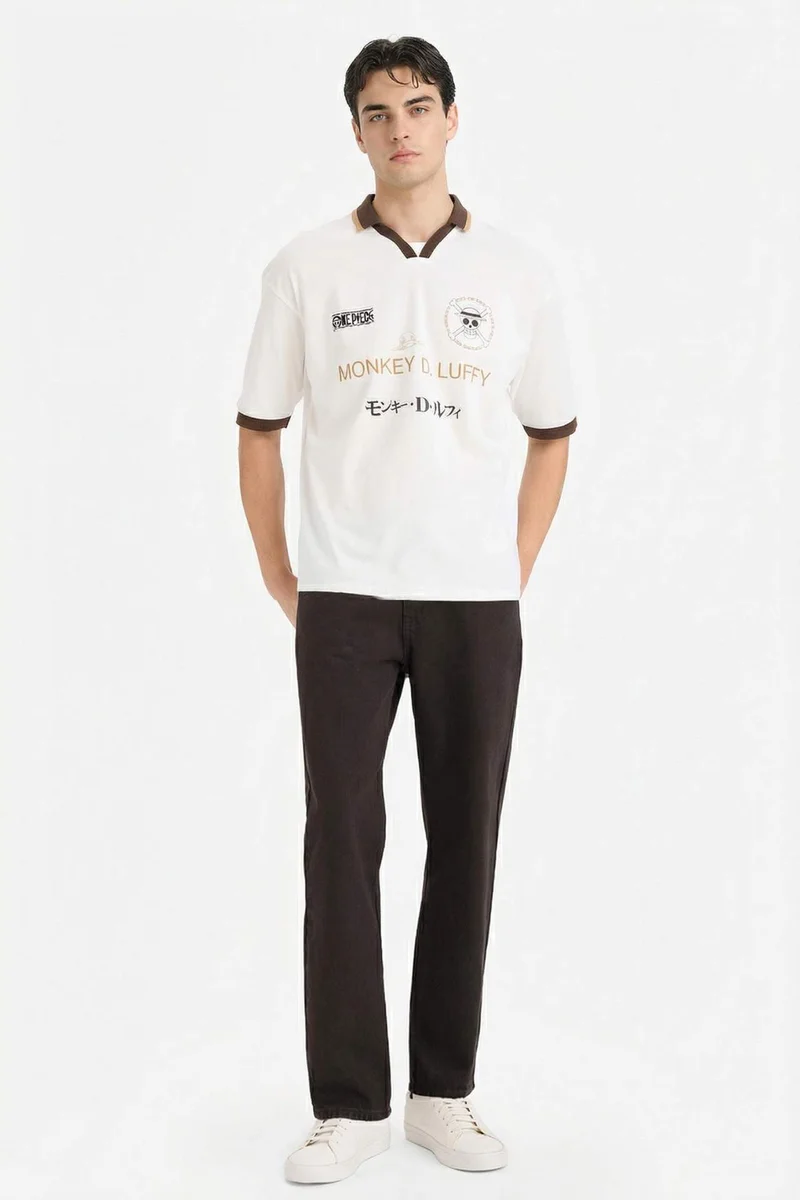ديفاكتو Loose Fit One Piece Polo Collar Short Sleeve T-Shirt