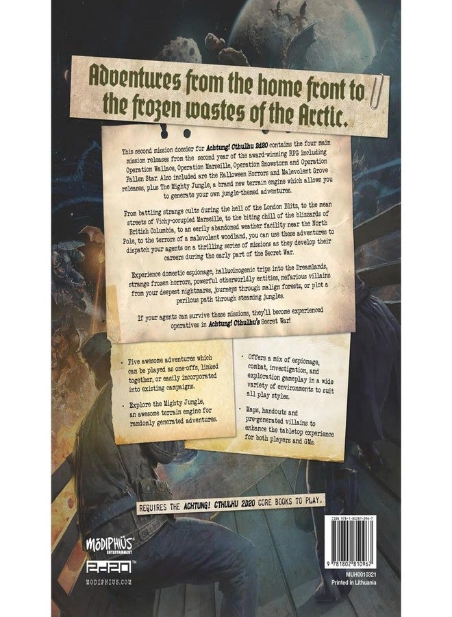 Modiphius Entertainment: Achtung! Cthulhu 2d20: Mission Dossier 2 - The Dark Beyond - Expansion Hardcover RPG Book - Image 2