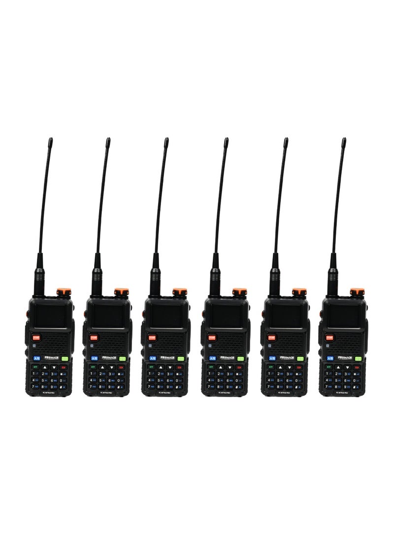 PROMAGE Promage Connect  PC-WT910 PRO Dual Band (VHF/UHF) Analog Portable Two-Way Radio Six Pack Walkie-Talkies, 50- 55Hz, 1500mAh Battery, Compact Hand Held Transceiver, High Quality And Reliable, Black | 6 - Pack  - Image 1