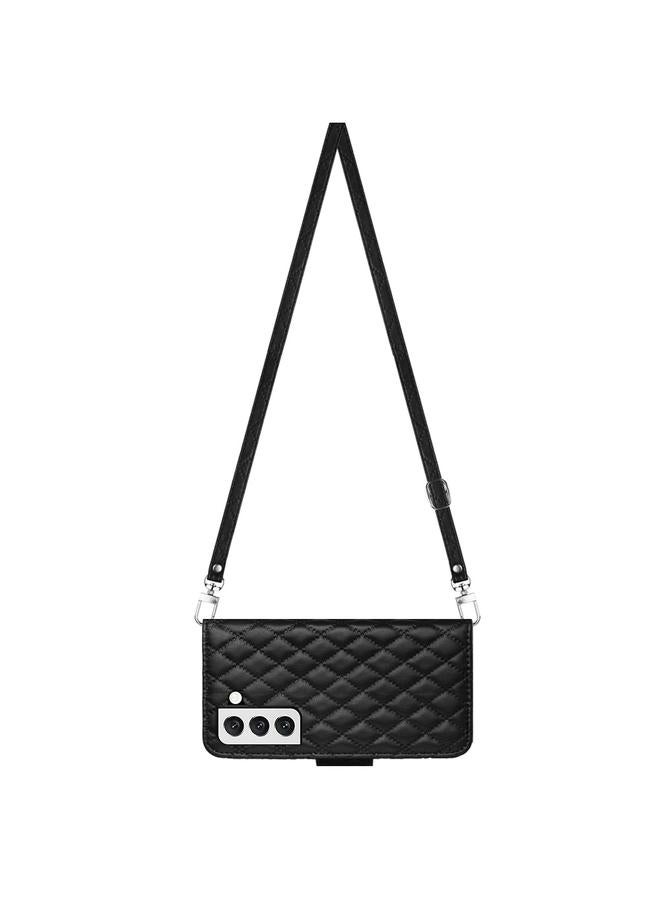 S-TOP Case For Samsung Galaxy S23+ 5G Rhombic Texture Flip Leather Phone Case with Long Lanyard - Image 3