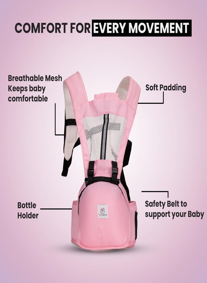 Tinyberg | Baby Carrier for 0 to 3 Year Baby | Baby Carrier for Newborn | Baby Carrying Bag | 4-in-1 Hip Seat, Adjustable Straps, Soft Thigh Padding | Baby Carry Bag | Kangaroo Bag | Up to-15 Kg - Candy Pink - Image 4