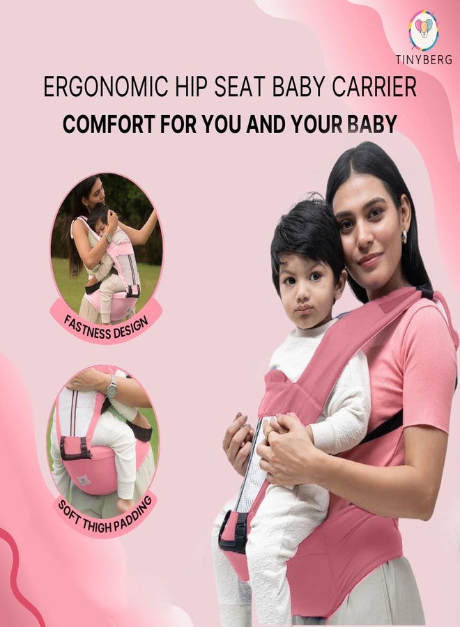 Tinyberg | Baby Carrier for 0 to 3 Year Baby | Baby Carrier for Newborn | Baby Carrying Bag | 4-in-1 Hip Seat, Adjustable Straps, Soft Thigh Padding | Baby Carry Bag | Kangaroo Bag | Up to-15 Kg - Candy Pink - Image 5