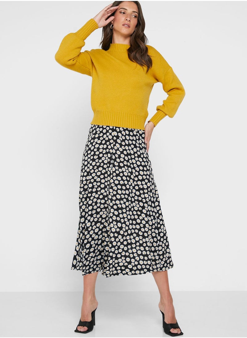 Louche - Split Hem Printed High Waist Skirt - Image 1