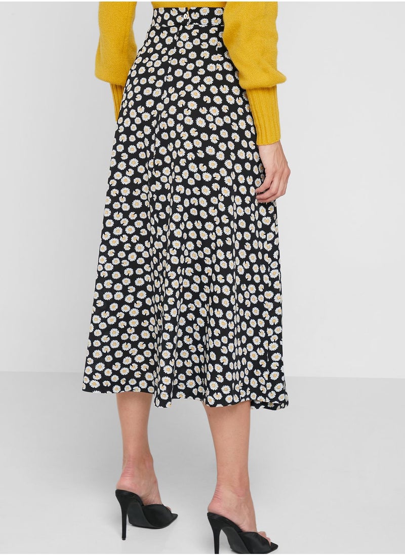 Louche - Split Hem Printed High Waist Skirt - Image 1