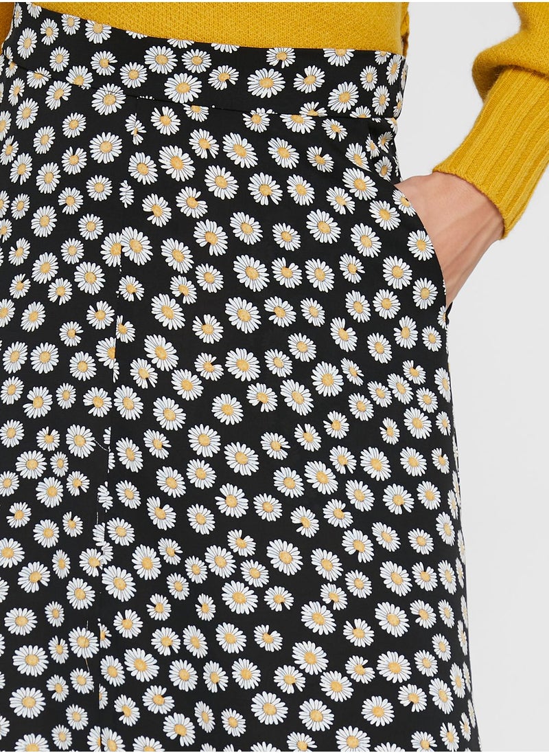 Louche - Split Hem Printed High Waist Skirt - Image 1