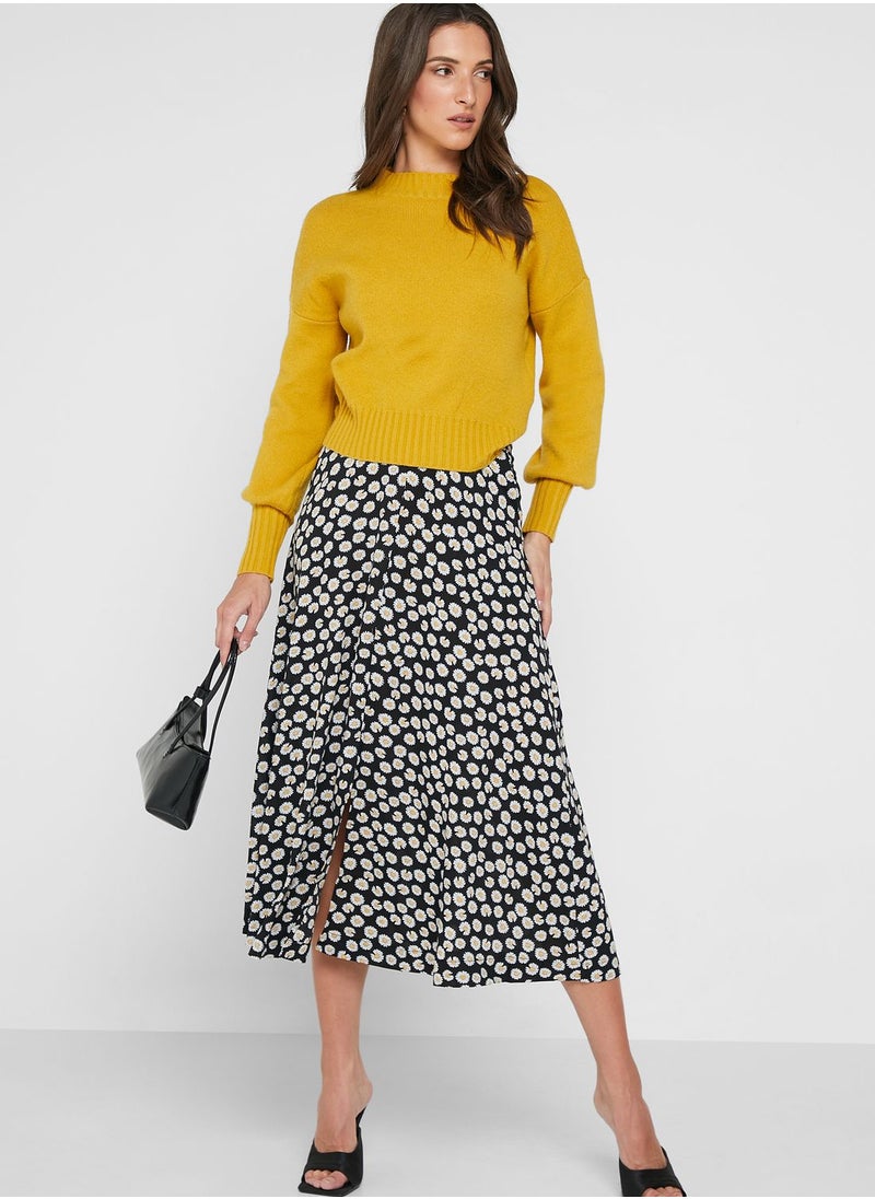 Louche - Split Hem Printed High Waist Skirt - Image 1