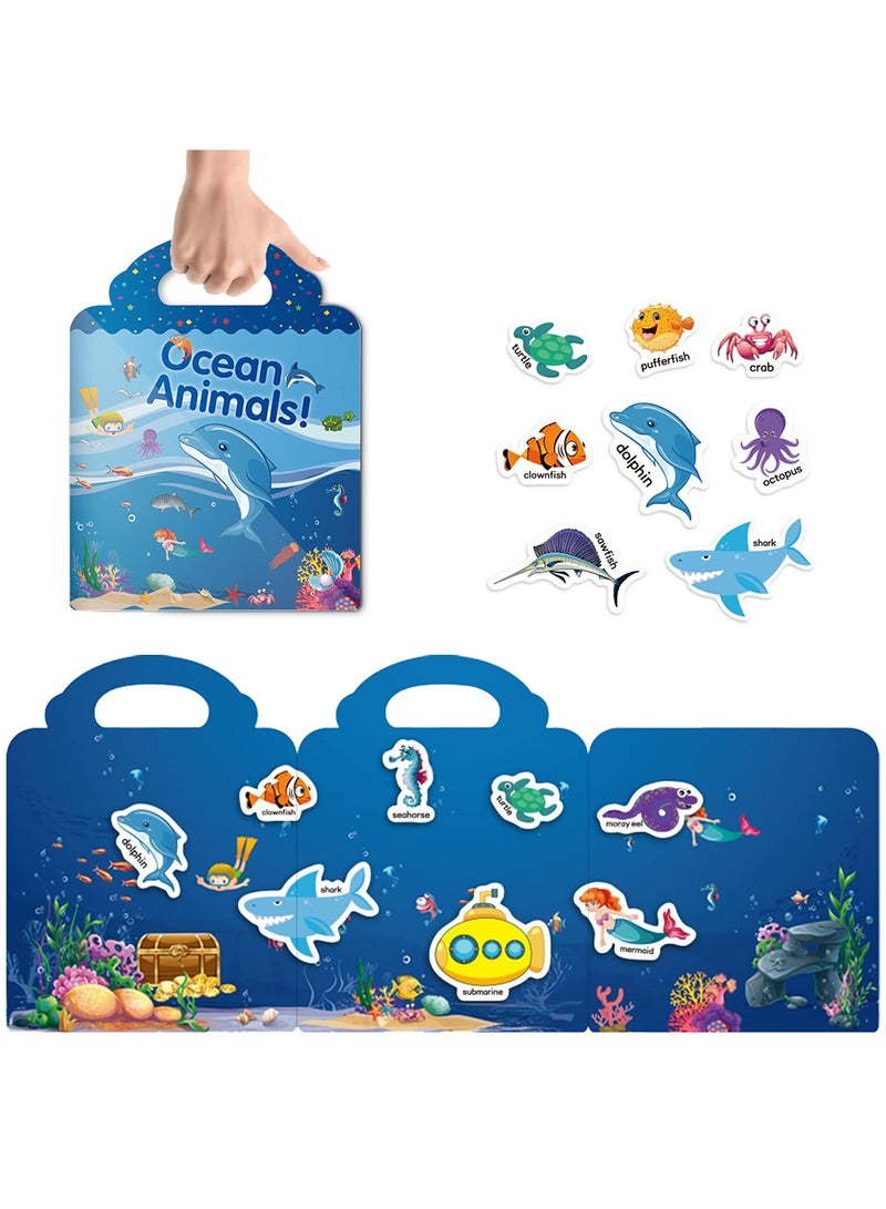 general Reusable Activity Sticker Learning Toys for Kids, Early Education Book Puzzle(Ocean) - Image 2