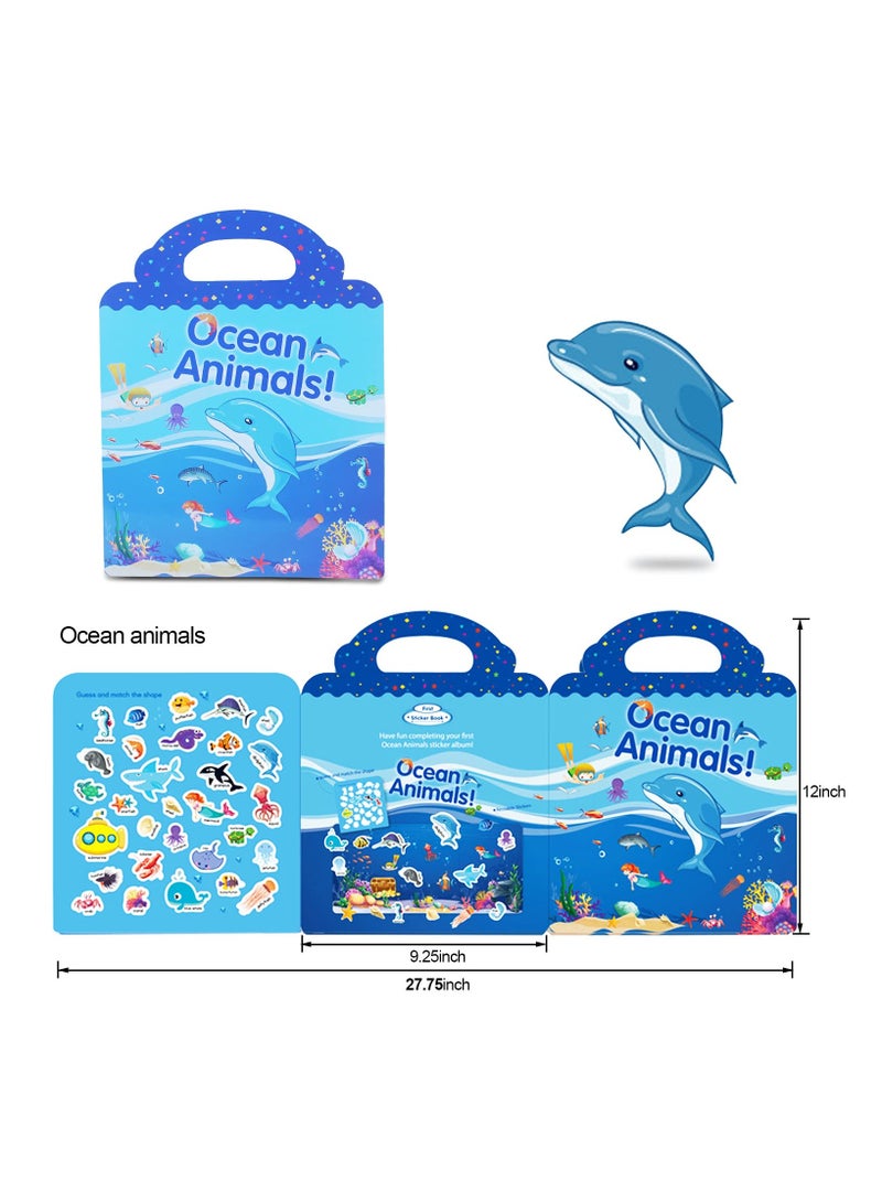 general Reusable Activity Sticker Learning Toys for Kids, Early Education Book Puzzle(Ocean) - Image 5