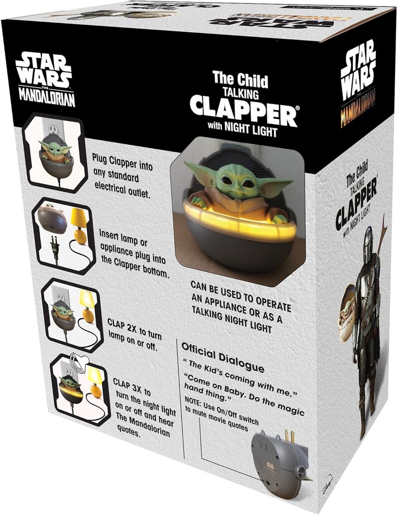 CLAPPER Star Wars - The Mandalorian - The Child aka Baby Yoda Talking Night Light by Joseph Enterprises, Wireless Sound Activated On/Off Light Switch, Clap Detection - Image 5