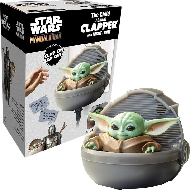 CLAPPER Star Wars - The Mandalorian - The Child aka Baby Yoda Talking Night Light by Joseph Enterprises, Wireless Sound Activated On/Off Light Switch, Clap Detection - Image 1