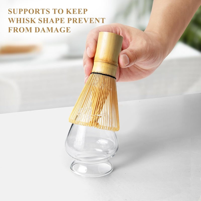 YIBO Matcha Whisk Set Glass, Matcha Making Kit Whisk (Chasen Holder), Glass Whisk Holder, Bamboo Scoop, Powder Starter Sifter, Spoon Japanese Tea Tools For Ceremony Gift - Image 5