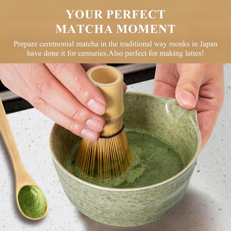 YIBO Matcha Whisk Set Glass, Matcha Making Kit Whisk (Chasen Holder), Glass Whisk Holder, Bamboo Scoop, Powder Starter Sifter, Spoon Japanese Tea Tools For Ceremony Gift - Image 4