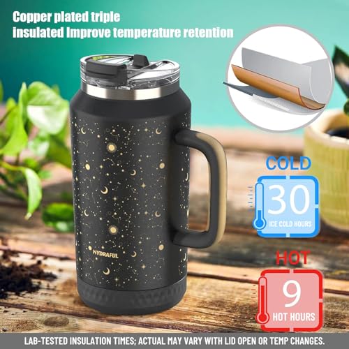 Hydraful 64 oz Tumbler with Handle and Straw - 100% Leak-Proof - Insulated Cup Reusable Stainless Steel Large Water Bottle Travel Mug for Gym, Hiking, and Camping - Gifts for Women Men Him Her - Image 4