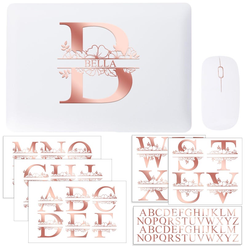 Janlaugh 10 Sheets Waterproof Split Letter Stickers Personalized Name Stickers for 30 40 oz Tumbler Water Bottle Floral Monogram UV DTF Cup Wraps Alphabet Letter Decals for Glass Cup Laptop(Rose Gold) - Image 1