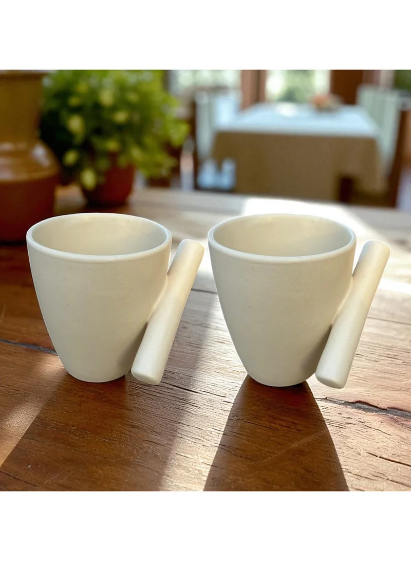 Tohfa Luxe Tohfa Luxe Slant Mugs – Set of 2 | 300 ml Stoneware Ceramic | Angled Handles | Gift Box Included | Handmade & Artisan-Crafted