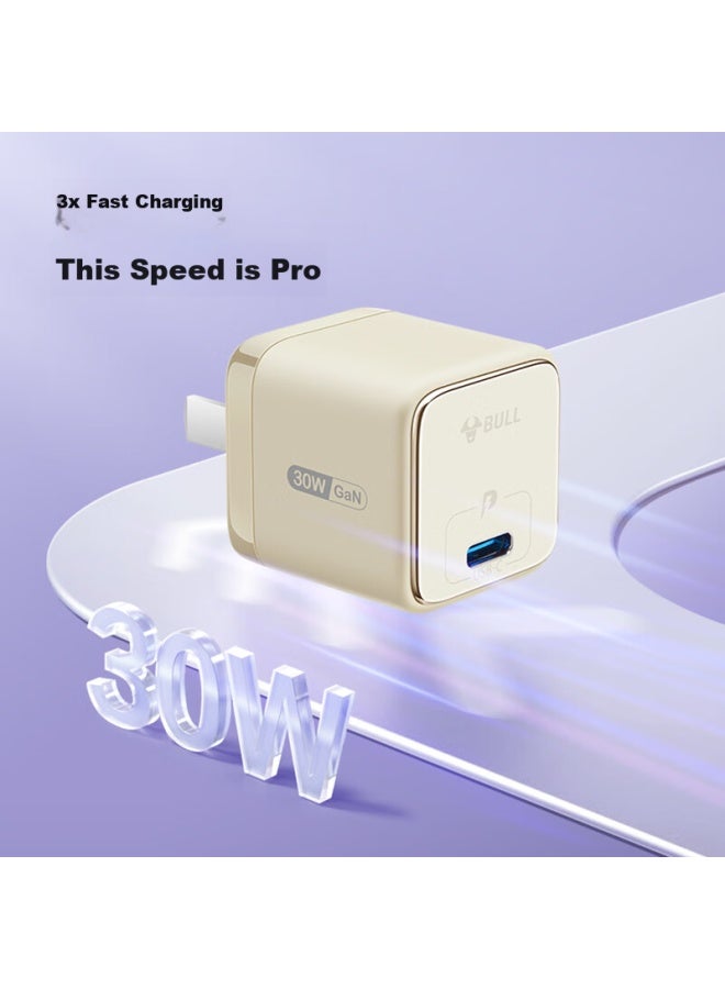 Bull Gan 30w Charger Compatible With 20w Apple 16pd Fast Charge Auto Power Off When Fully Charged For Iphone 15-14/huawei/xiaomi, White - Image 3