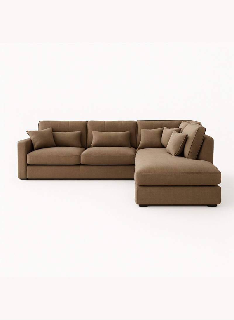 كستم ديكو أريكة KUSTOMDECO الفاخرة القابلة للتعديل على شكل حرف L | أريكة زاوية من القماش العادي | أريكة حديثة كبيرة الحجم قابلة للتخصيص، مناسبة لغرفة المعيشة (بيج غامق) - Image 1