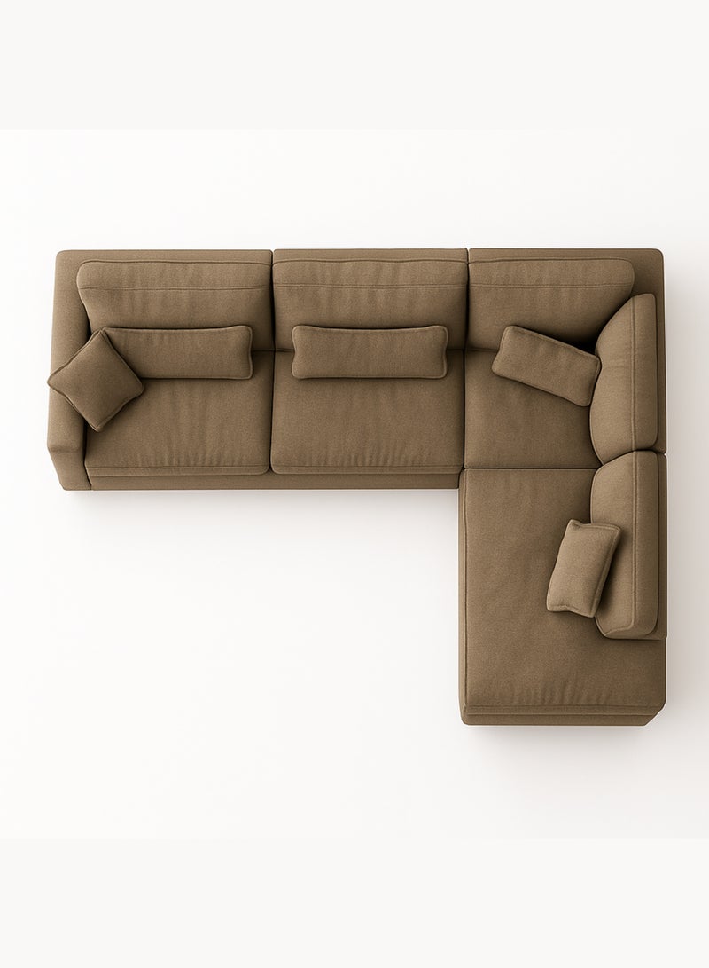 كستم ديكو أريكة KUSTOMDECO الفاخرة القابلة للتعديل على شكل حرف L | أريكة زاوية من القماش العادي | أريكة حديثة كبيرة الحجم قابلة للتخصيص، مناسبة لغرفة المعيشة (بيج غامق) - Image 3